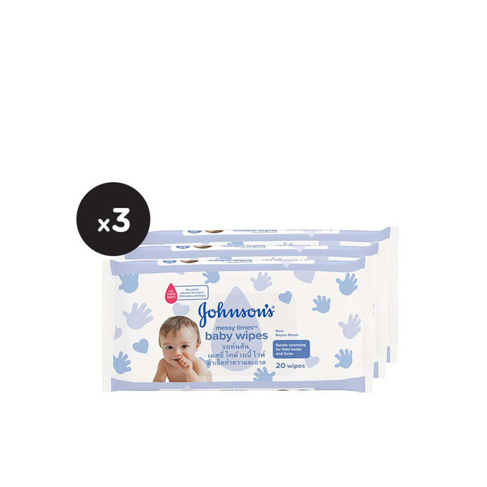 JOHNSONS BABY MESSY TIMES WIPES 20SX3