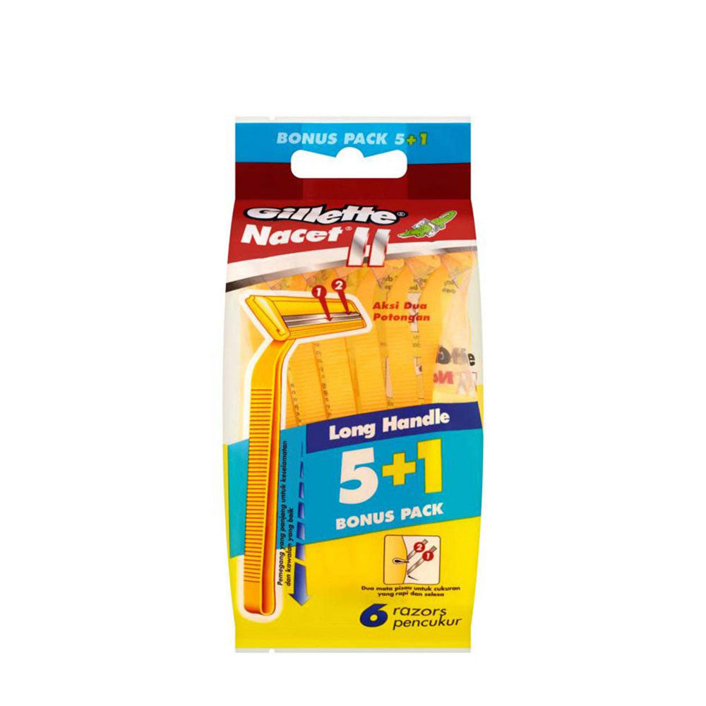 GILLETTE NACET II LONG HANDLE POLY BAG 5S FREE 1S