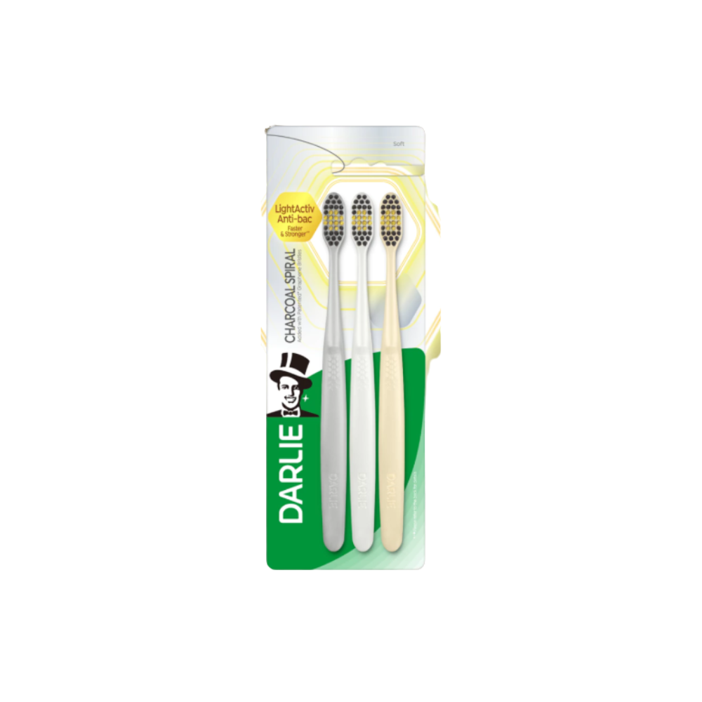DARLIE TOOTHBRUSH CHARCOAL SPIRAL BRISTLES SOFT 2S+1S