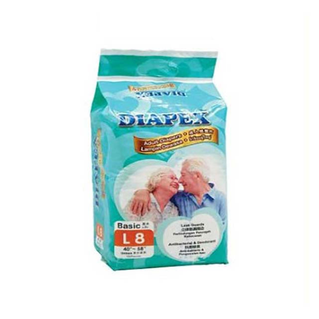Diapex DIAPEX ADULT DIAPER BASIC L 8S | Official CARiNG Pharmacy eStore Malaysia