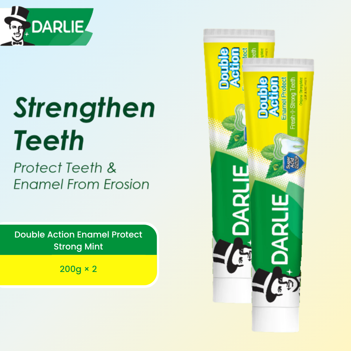DARLIE TOOTHPASTE DOUBLE ACTION ENAMEL PROTECT STRONG MINT 200G 2S