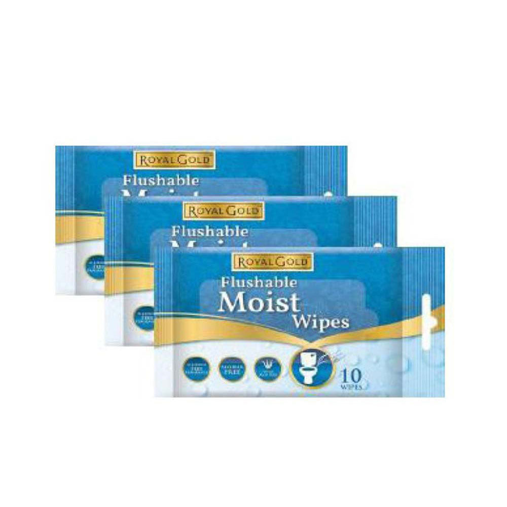 ROYAL GOLD FLUSHABLE MOIST WIPES 10SX3