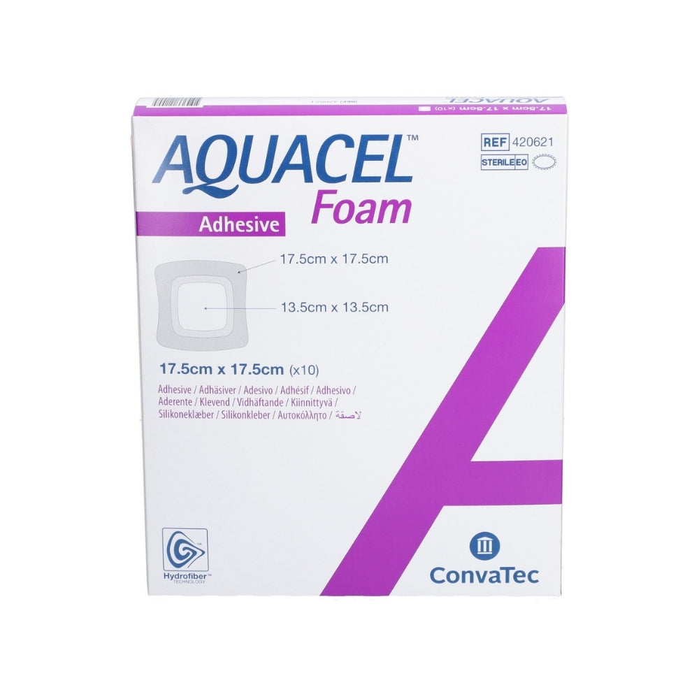 CONVATEC AQUACEL FOAM ADHESIVE 17.5X17.5CM 10S (420621)