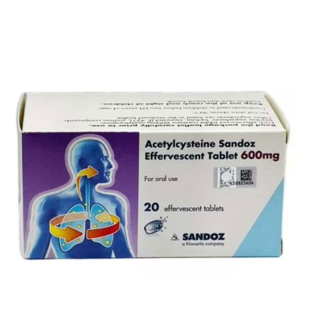 ACETYLCYSTEINE SANDOZ 600MG EFFERVESCENT TAB 20S