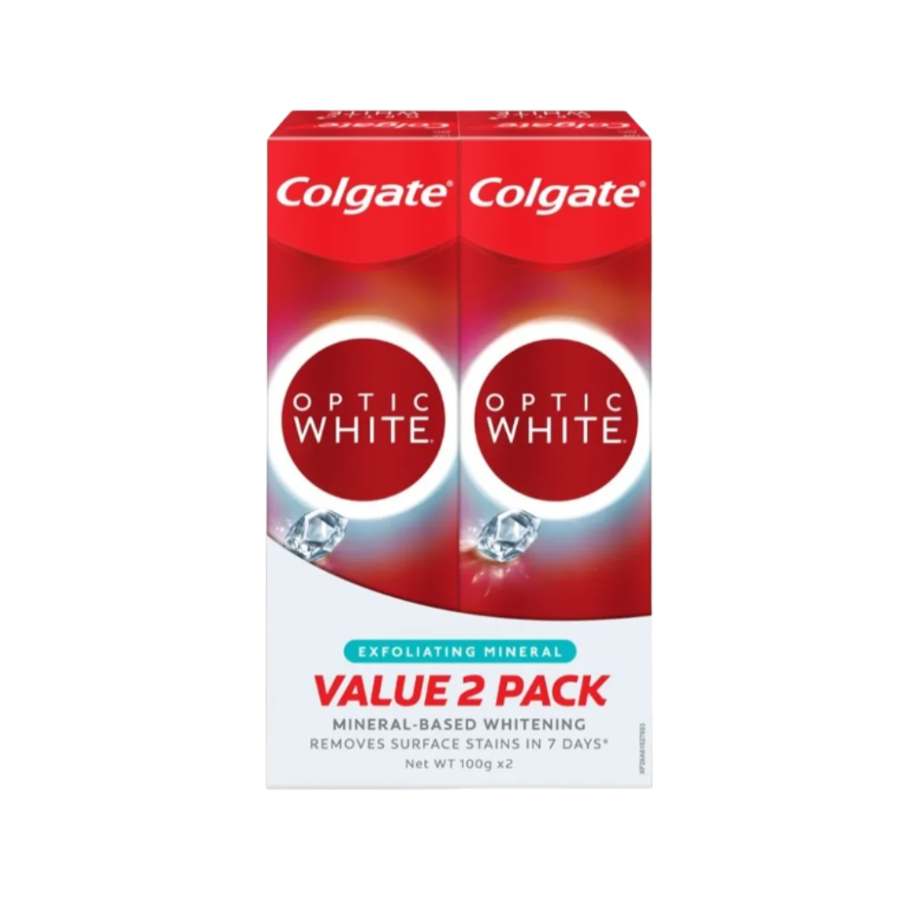 COLGATE OPTIC WHITE EXFOLIATING MINERAL 100G X 2