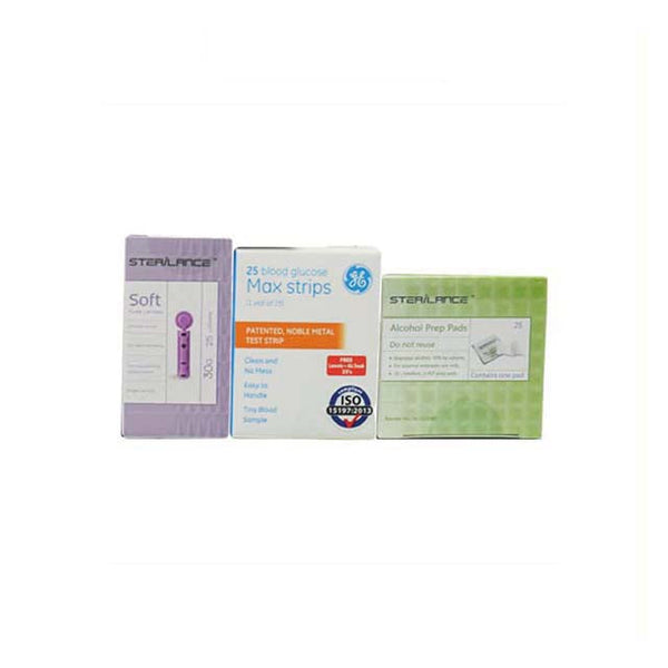 GE MAX STRIP 25S + LANCET 25S + ALCOHOL SWAB 25S