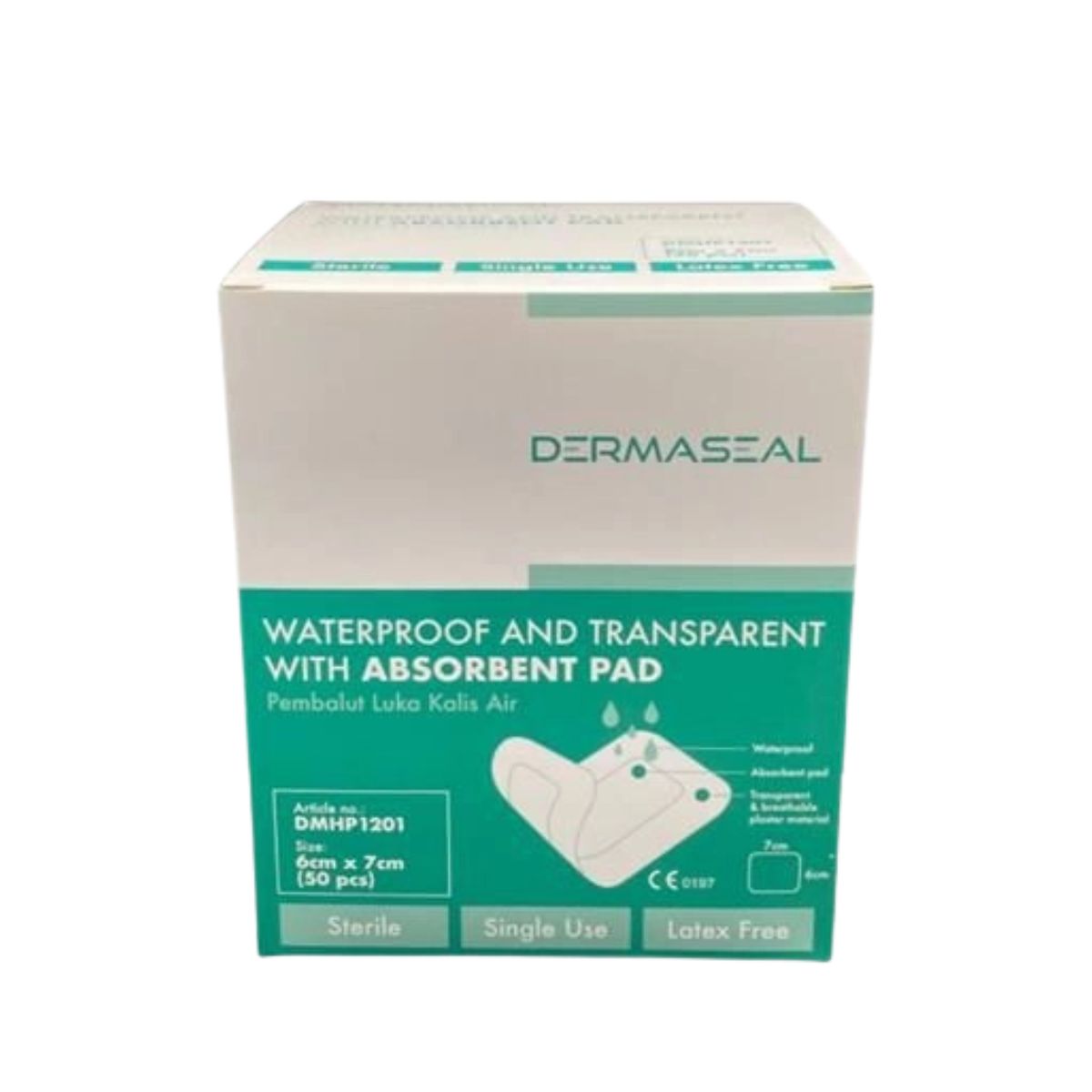DERMASEAL WATERPROOF DRESSING WITH ABSORBENT PADS 6CMX7CM 50S