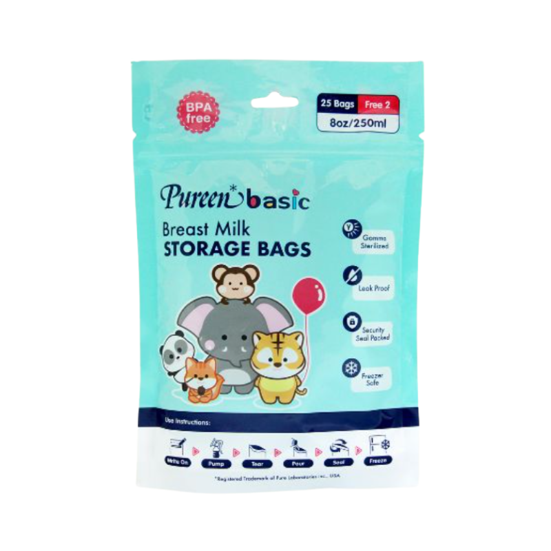 PUREEN BASIC BREAST MILK STORAGE BAGS 250ML 25+2S
