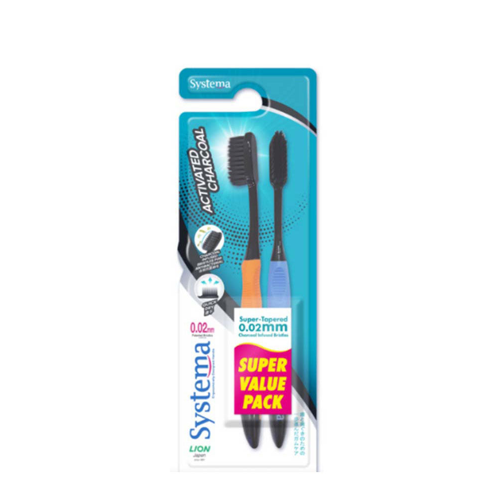 SYSTEMA ACTIVATED CHARCOAL TOOTHBRUSH 2S