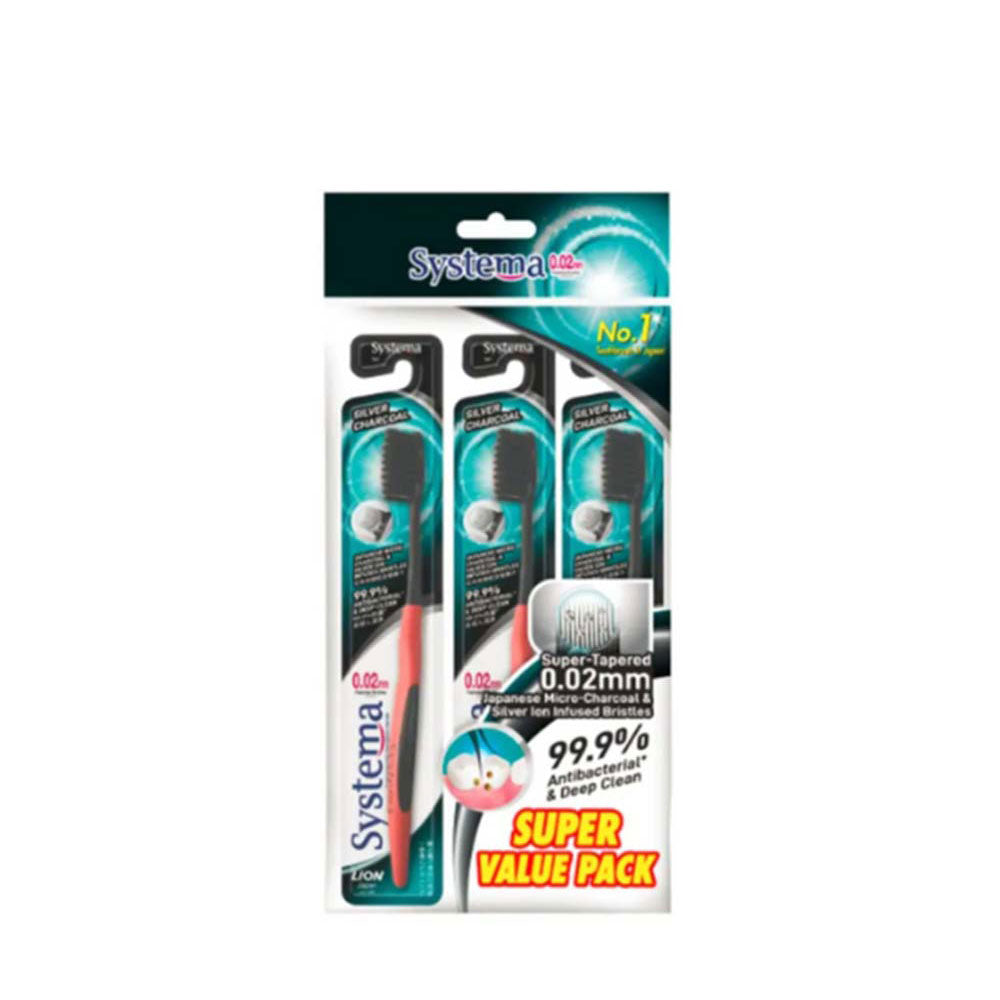 SYSTEMA SILVER CHARCOAL TOOTHBRUSH 3S