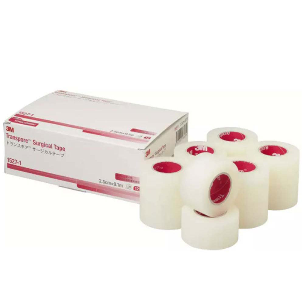 3M TRANSPORE WHITE 1IN X 10YD 12S