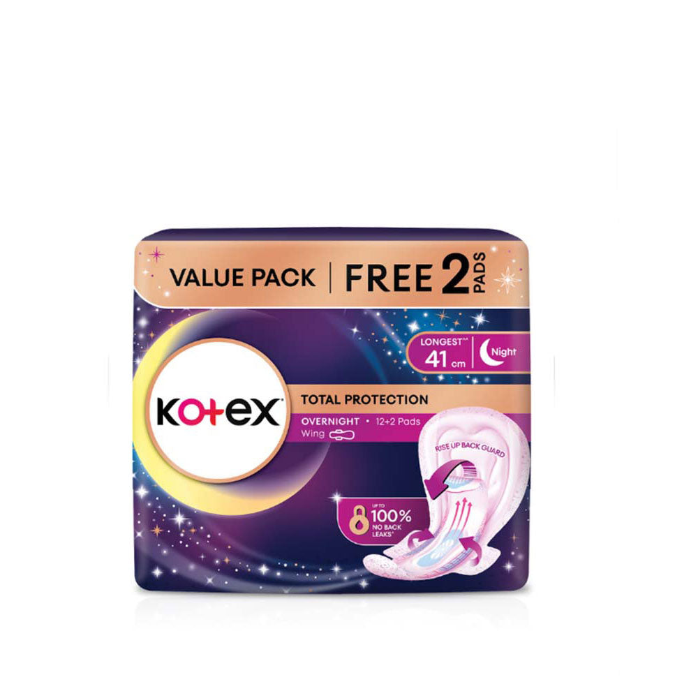 KOTEX TOTAL PROTECTION RISE-UP GUARD OVERNIGHT 41CM WING 12S
