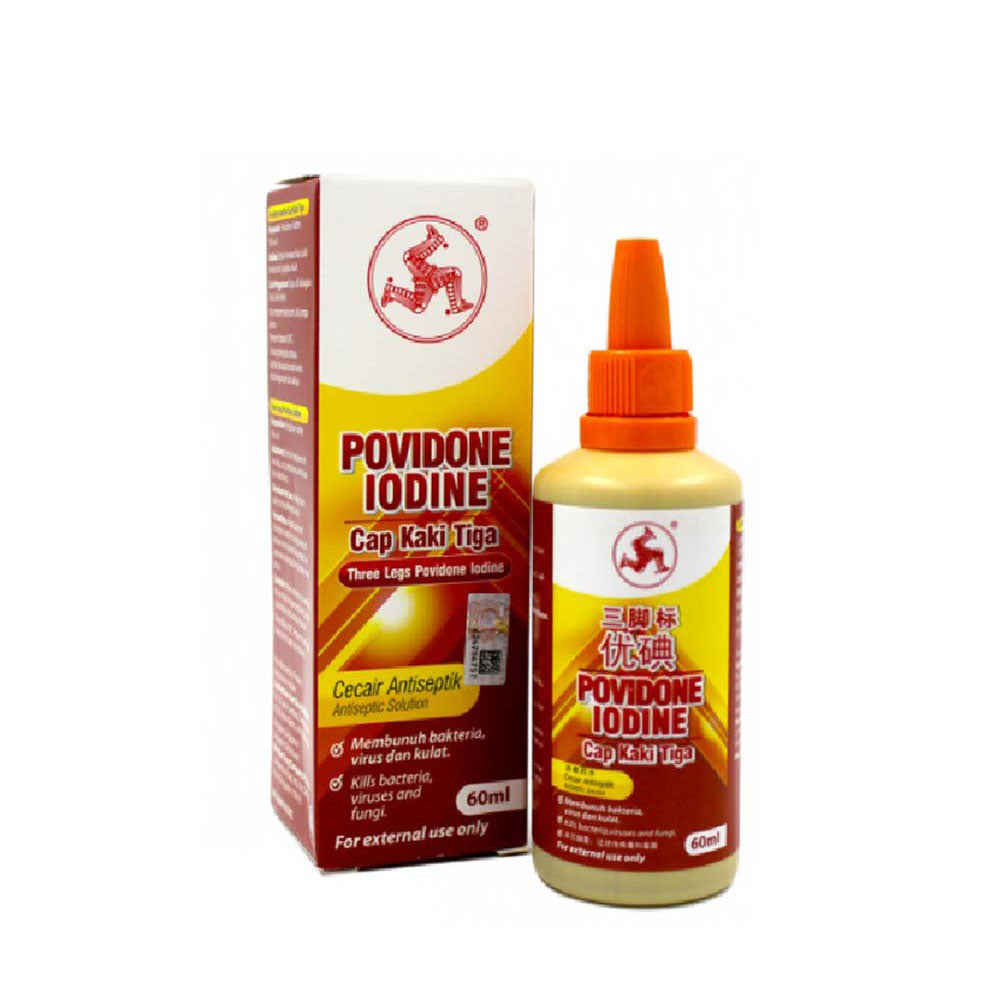 THREE LEGS POVIDONE IODINE DROPPER BOTTLE 60ML