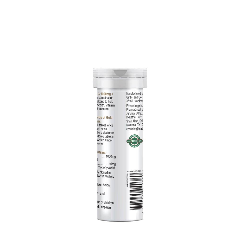 HERBS OF GOLD EFFERVESCENT C 1000MG + ZINC 10S