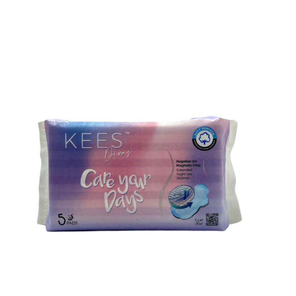 KEES SANITARY PADS EXTENDED NIGHT USE 360MM 5S