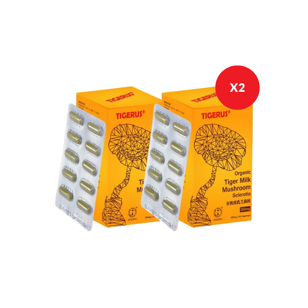 TIGERUS ORGANIC TIGER MILK MUSHROOM SCLEROTIA 300MG STRIP 60S x2