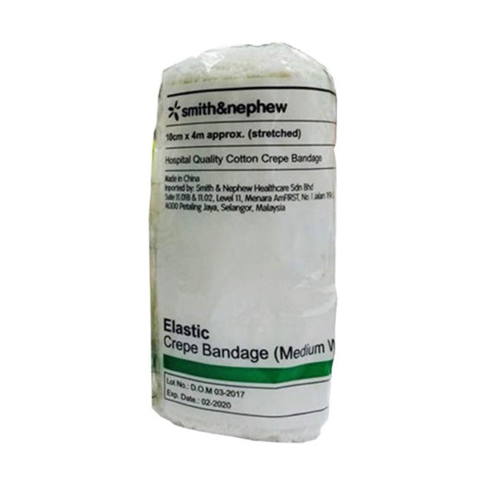 SMITH & NEPHEW ELASTIC CREPE BANDAGE (MEDIUM WT) 10CMX4M
