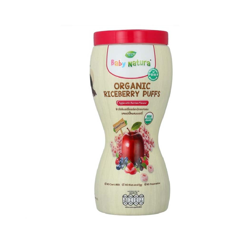BABY NATURA ORG RICEBERRY PUFFS APPLE WITH BERRIES 40G