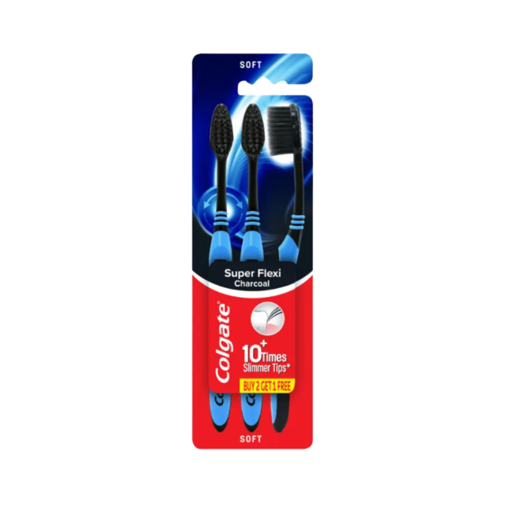 COLGATE TOOTHBRUSH SUPER FLEXI CHARCOAL 3S