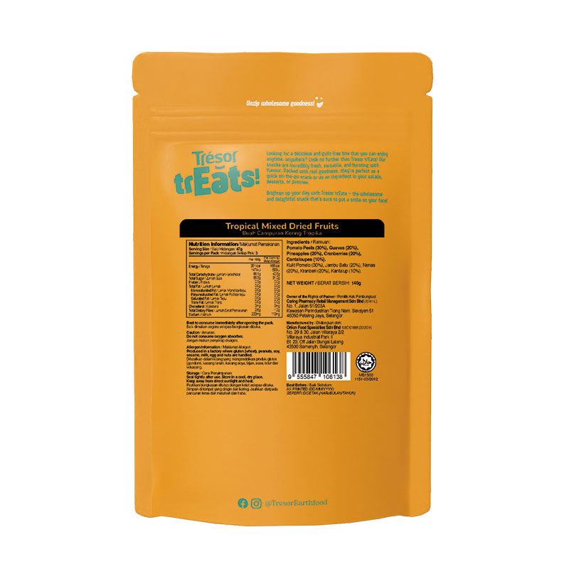 TRESOR TROPICAL MIXED DRIED FRUIT 140G