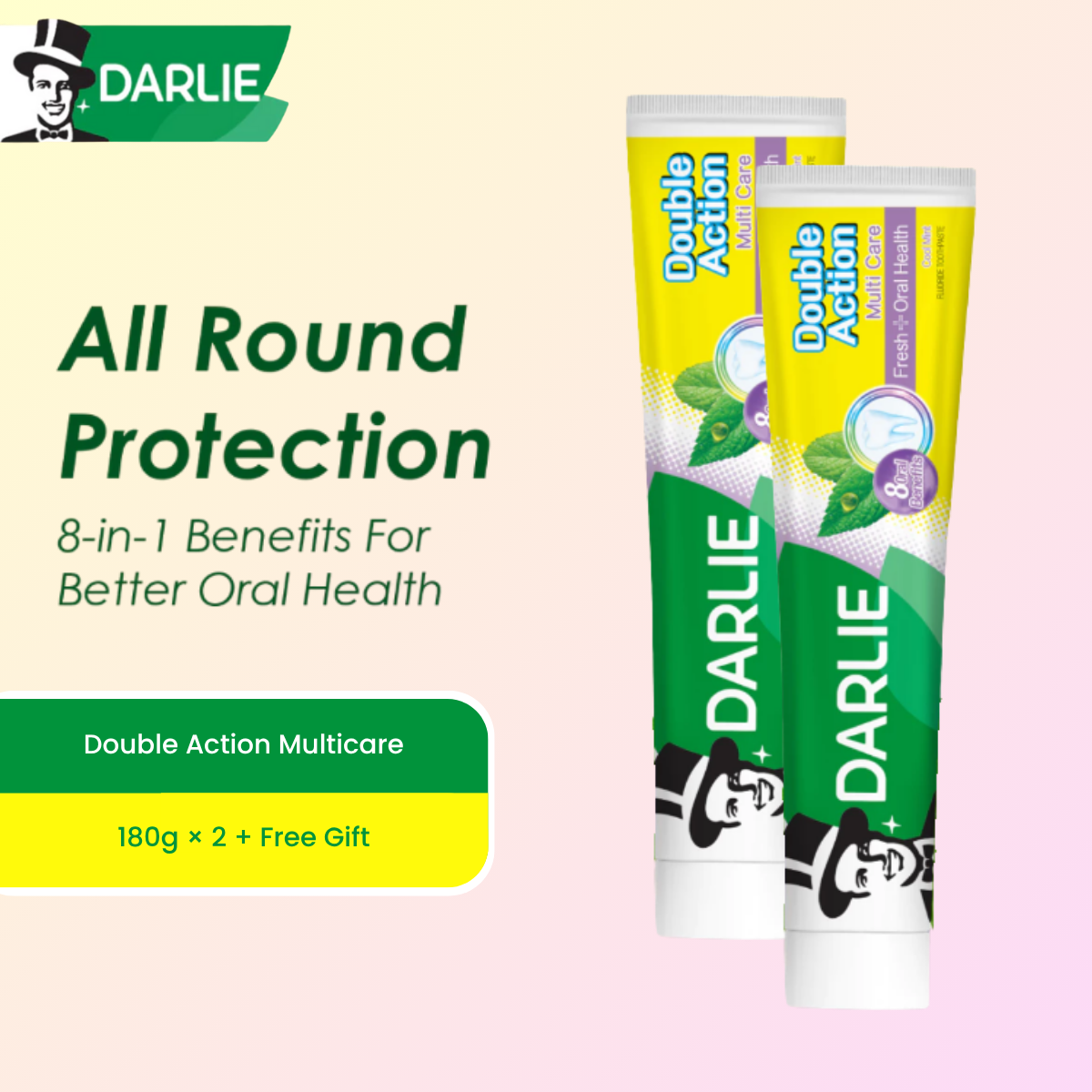 DARLIE TOOTHPASTE DOUBLE ACTION MULTICARE 180G 2S + G