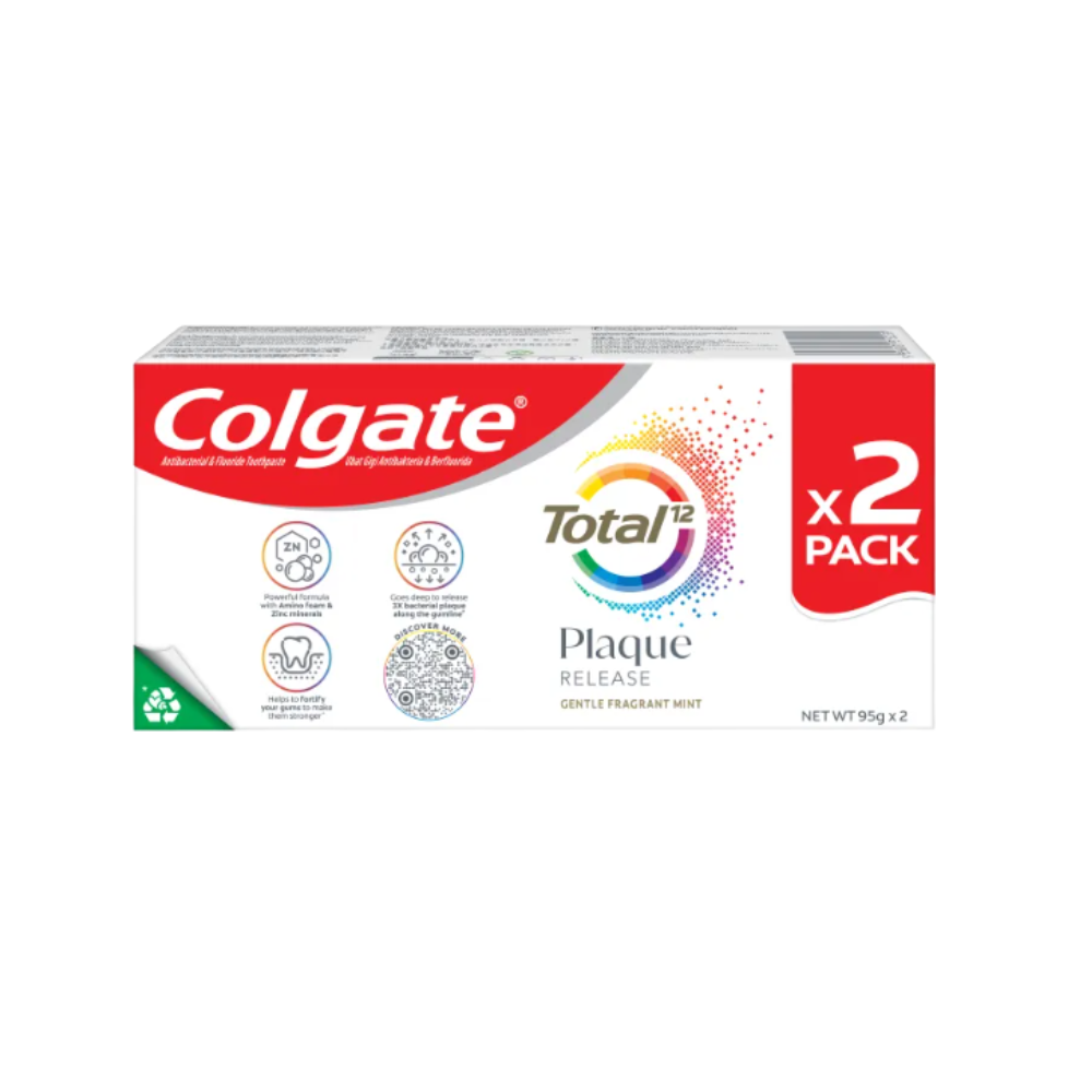 COLGATE TOOTHPASTE TOTAL PLAQUE RELEASE GENTLE FRAGRANT MINT 95G 2S