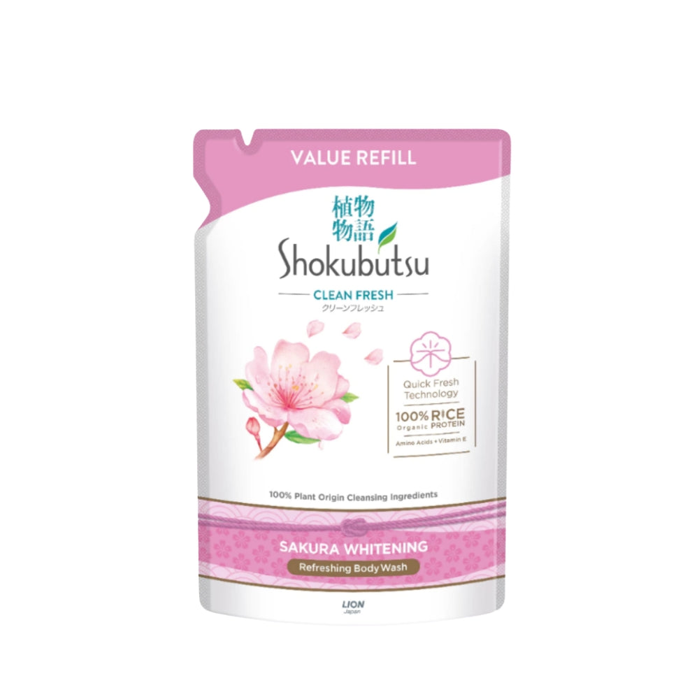 SHOKUBUTSU BODY WASH CLEAN FRESH SAKURA WHITENING REFILL 800G