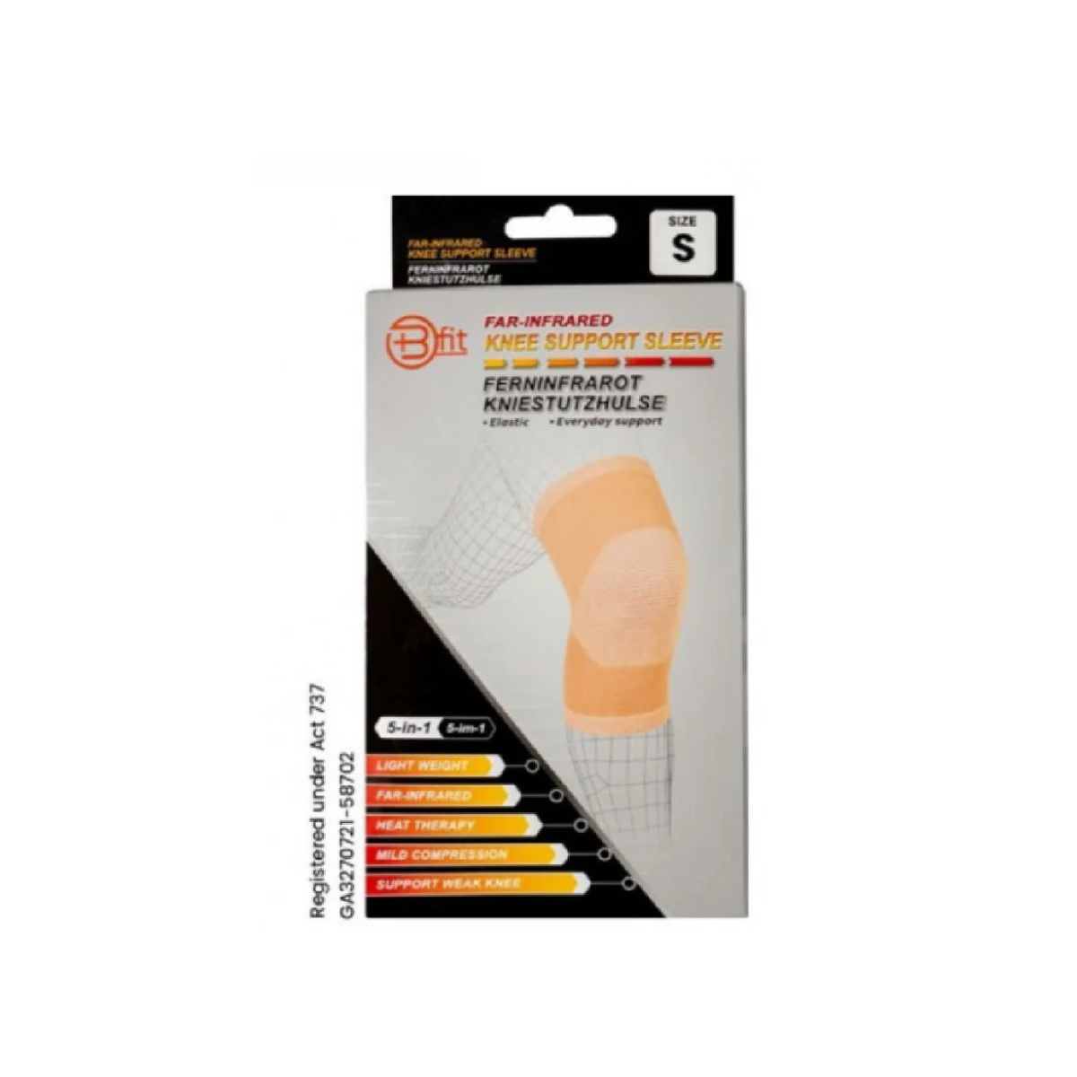 BFIT 5IN1 FAR INFRARED KNEE SUPPORT SLEEVE K122 SIZE S