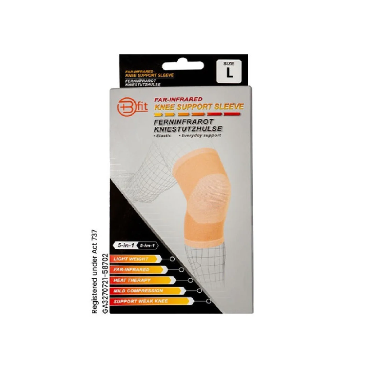 BFIT 5IN1 FAR INFRARED KNEE SUPPORT SLEEVE K122 SIZE L