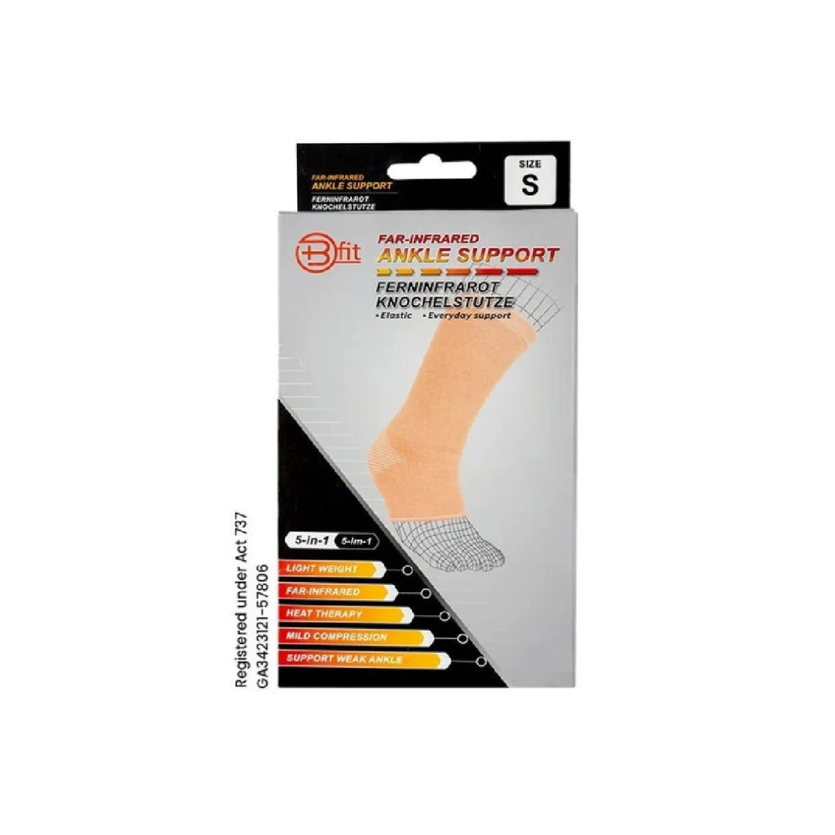 BFIT 5IN1 FAR INFRARED ANKLE SUPPORT SLEEVE A121 SIZE S