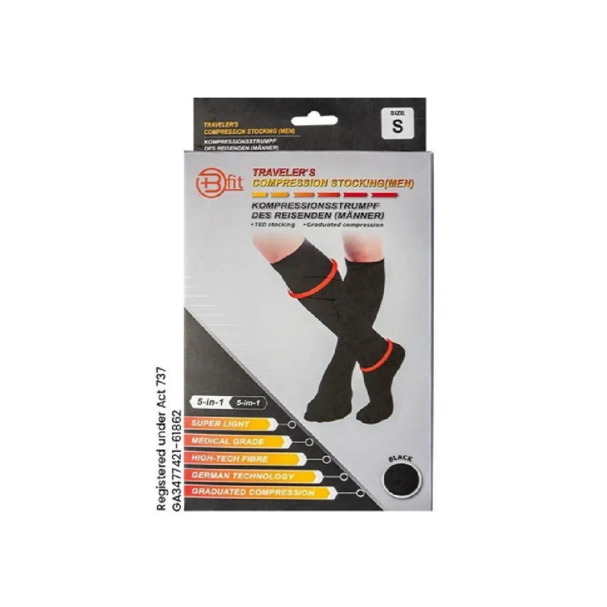 BFIT 5IN1 TRAVEL COMPRESSION SOCK FOR MEN S162 SIZE S