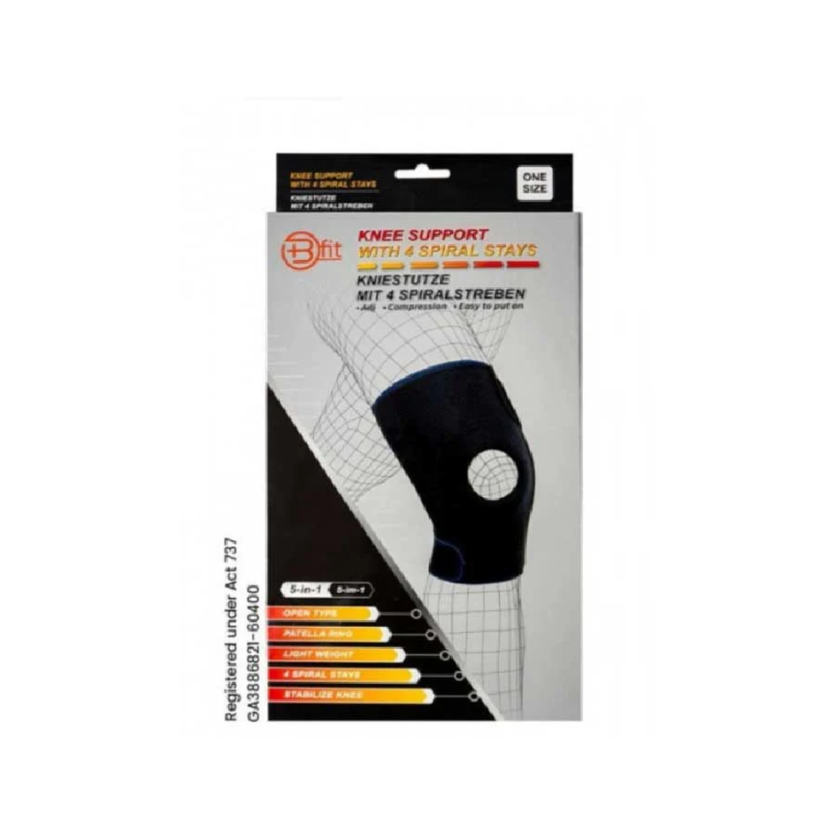BFIT 5IN1 KNEE WRAP WITH 4 SPIRAL STAYS U K124