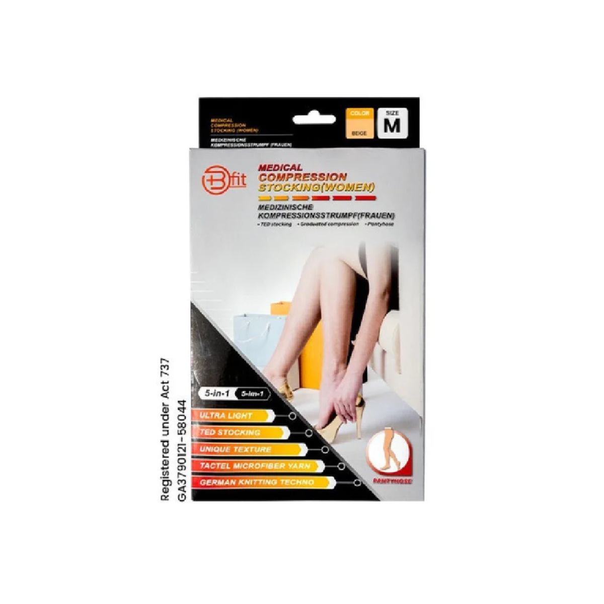 BFIT 5IN1 MEDICAL COMPRESSION STOCKING W/ANTI SLIP SILICONE - PANTHYHOSE S182 M