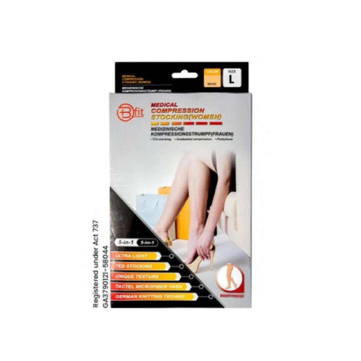 BFIT 5IN1 MEDICAL COMPRESSION STOCKING W/ANTI SLIP SILICONE - PANTHYHOSE S182 L