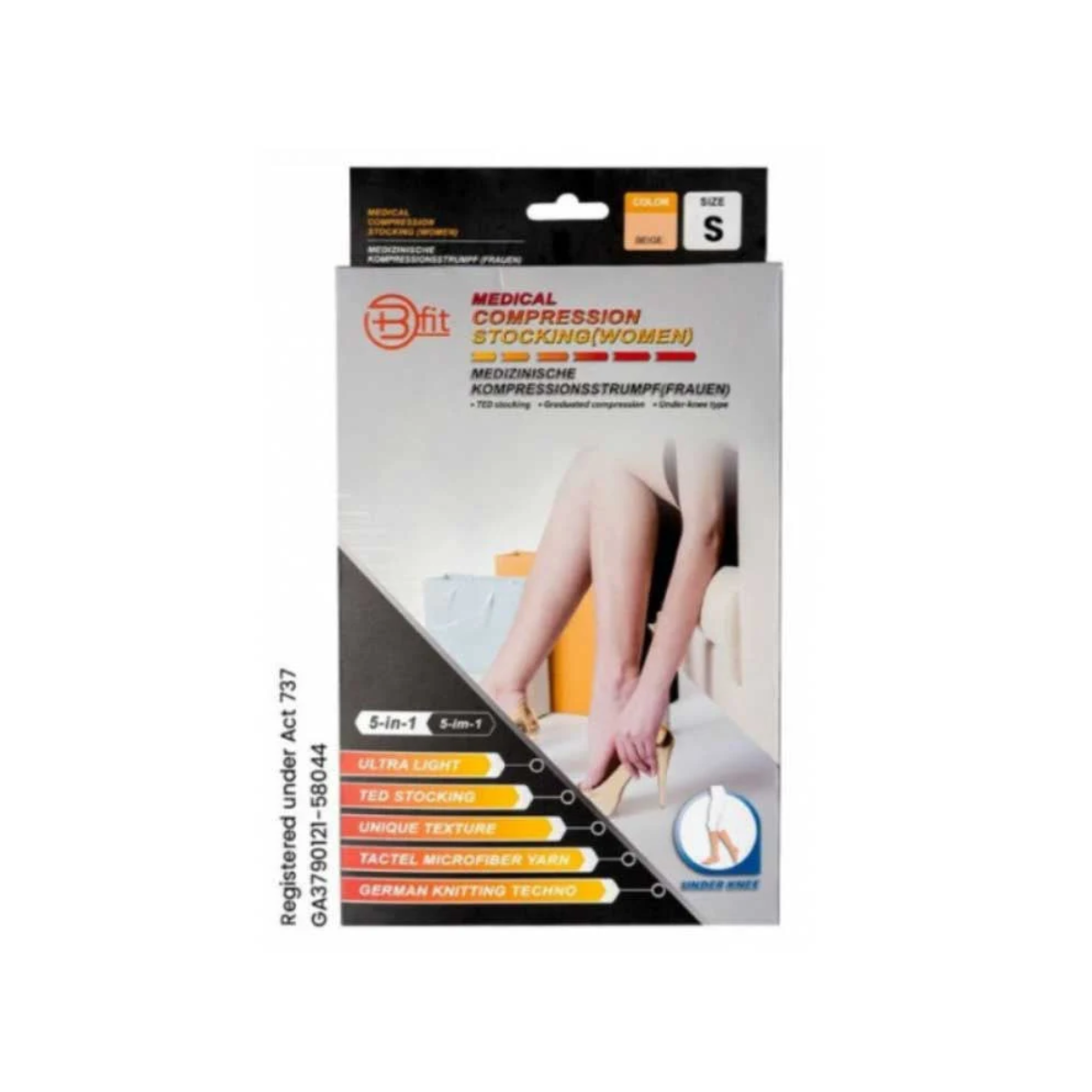 BFIT 5IN1 MEDICAL COMPRESSION STOCKING W/ANTI SLIP SILICONE - UNDER KNEE S184 S
