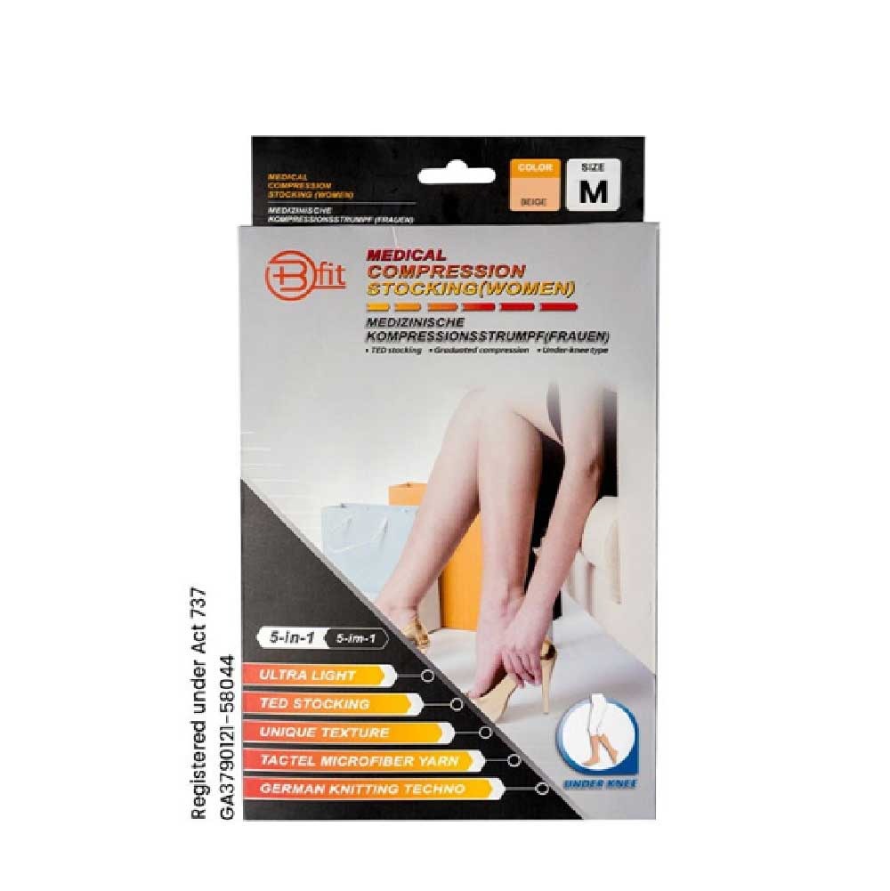 BFIT 5IN1 MEDICAL COMPRESSION STOCKING W/ANTI SLIP SILICONE - UNDER KNEE S184 M