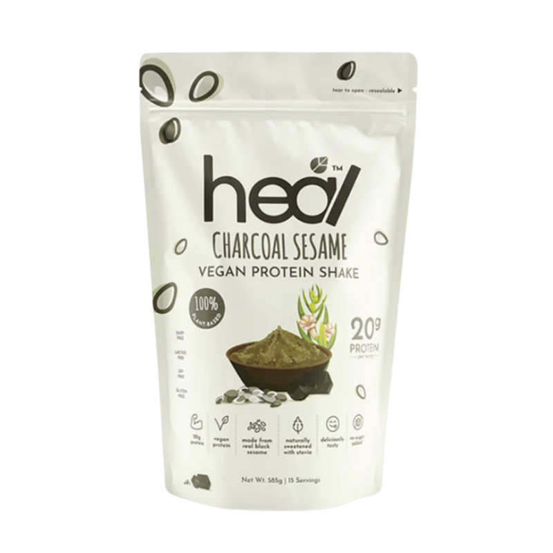 HEAL CHARCOAL SESAME VEGAN PROTEIN SHAKE 585G