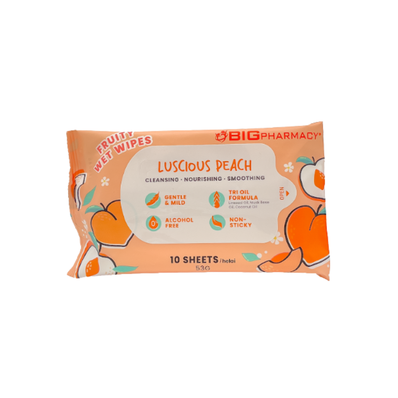 BIG FRUITY WET WIPES LUSCIOUS PEACH 10S X3