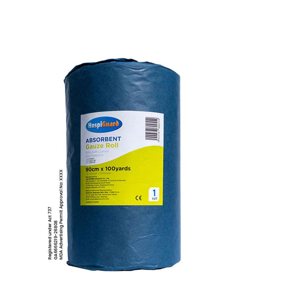 HOSPIGUARD ABSORBENT GAUZE ROLL 90CM X 100YRD
