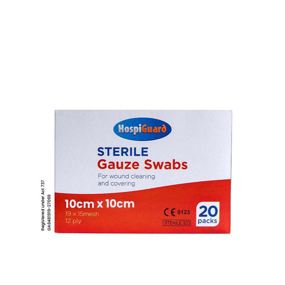 HOSPIGUARD STERILE GAUZE SWAB 10CMX10CM 12PLY 5SX20