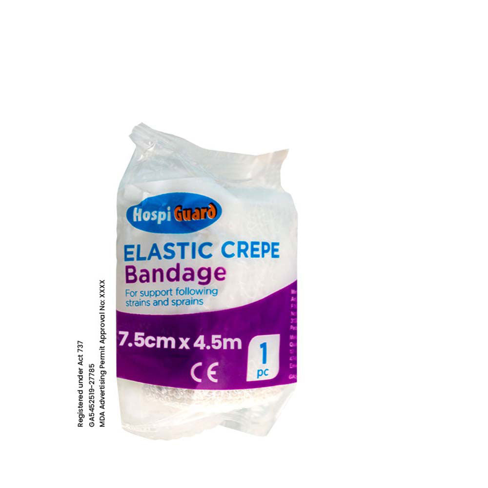 HOSPIGUARD ELASTIC CREPE BANDAGE 7.5CM X 4.5M 1S