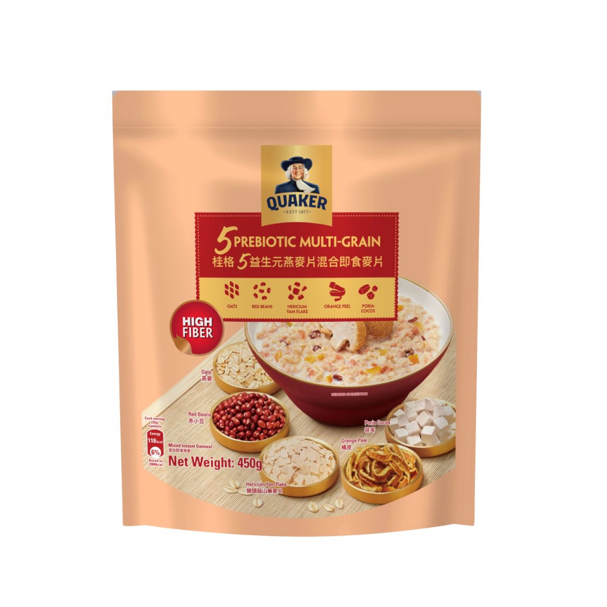 QUAKER FIVE PREBIOTIC MULTIGRAIN 450G