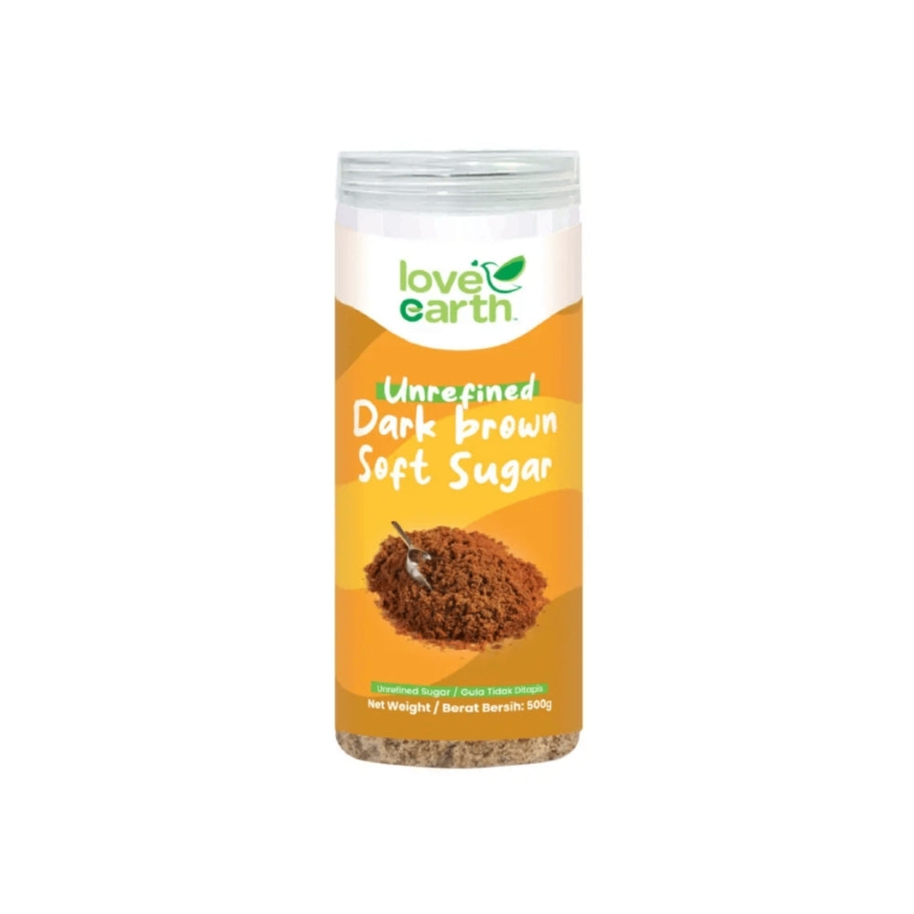 LOVE EARTH UNREFINED DARK BROWN SOFT SUGAR 500G