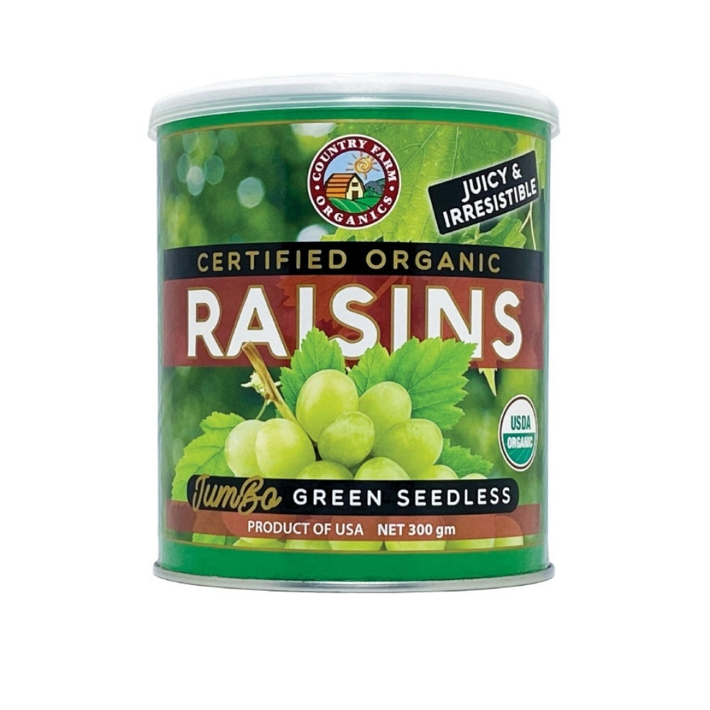 COUNTRY FARM ORGANIC RAISINS GREEN SEEDLESS 300G