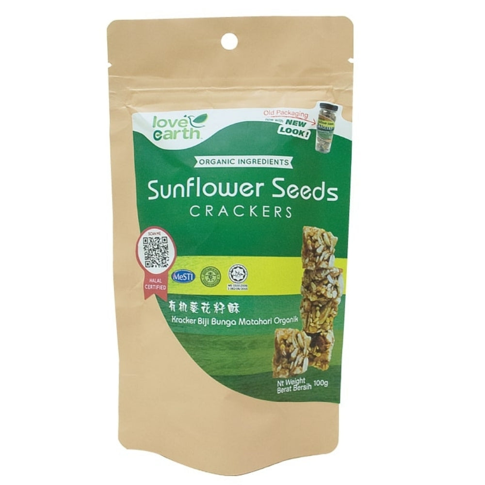 LOVE EARTH ORGANIC SUNFLOWER SEEDS CRACKERS 100G