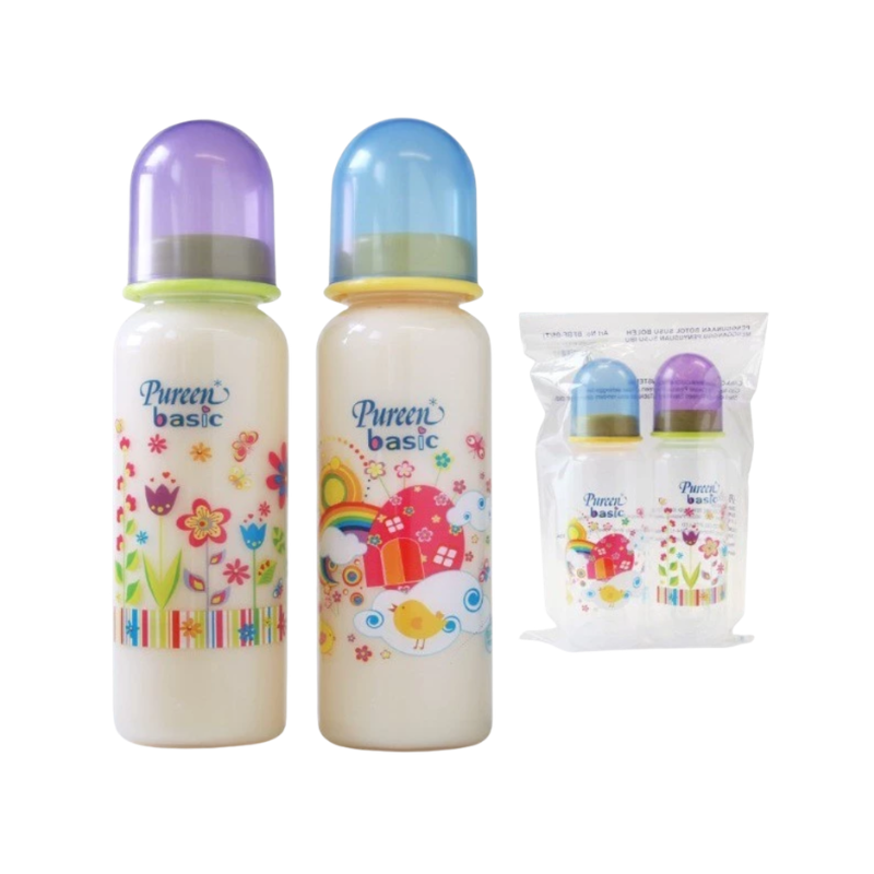 PUREEN BASIC ROUND FEEDING BOTTLES 2X240ML BFBF05(T)