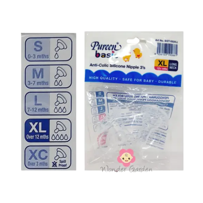 PUREEN ANTICOLIC SILICON NIPPLES 3S LONG NECK (BST02-XL)