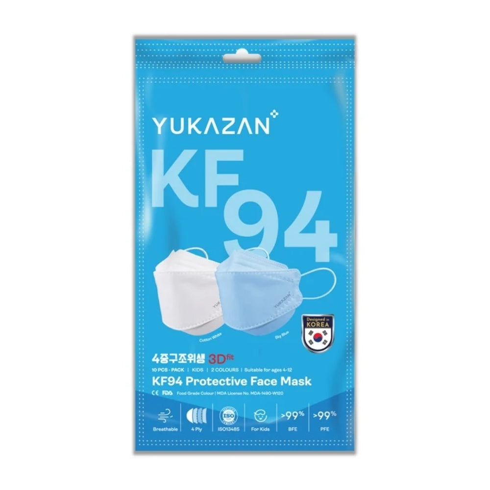 YUKAZAN KF94 4PLY KID FACE MASK 50S (SKY BLUE/WHITE)