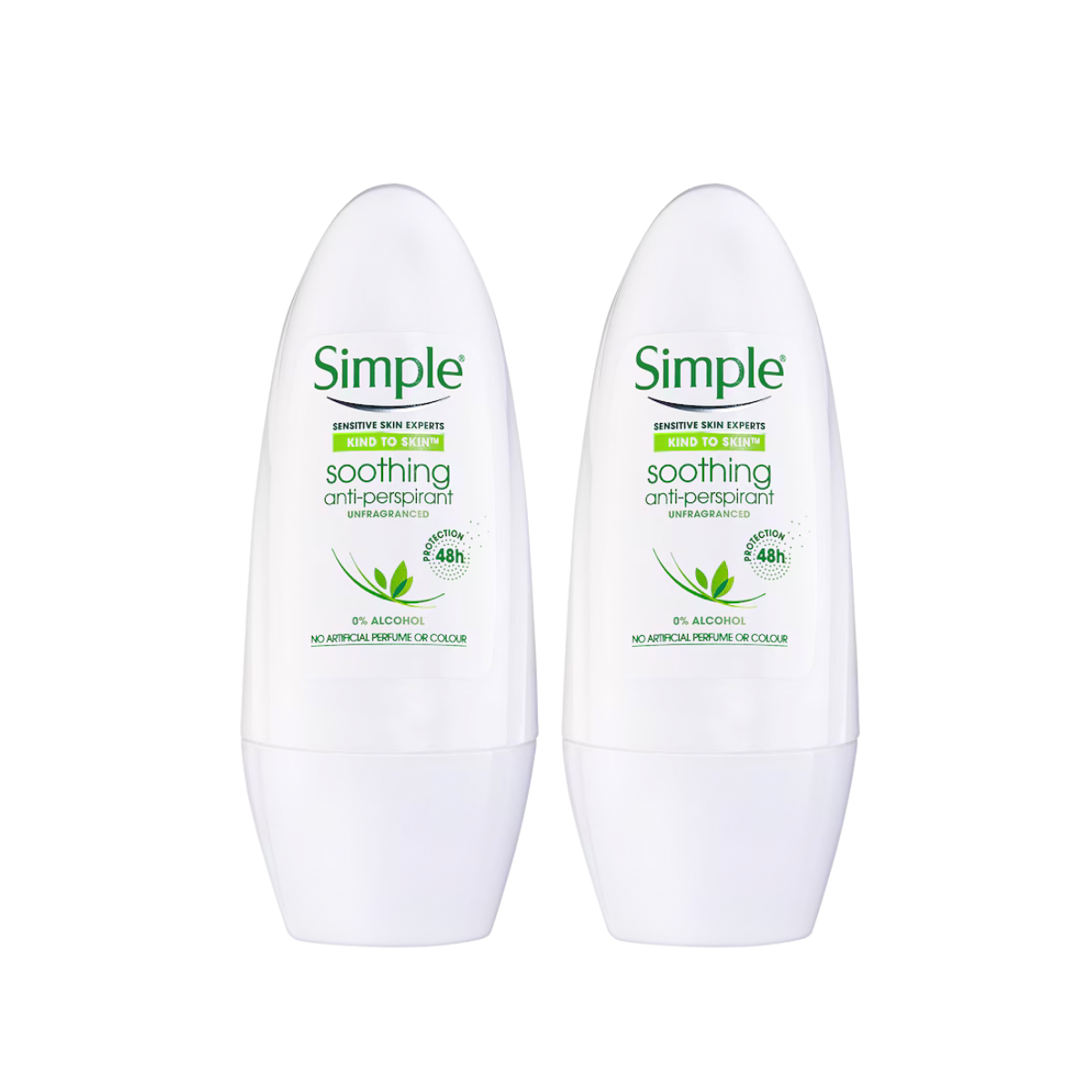 SIMPLE SOOTHING ANTI-PERSPIRANT ROLL ON 45ML 2S
