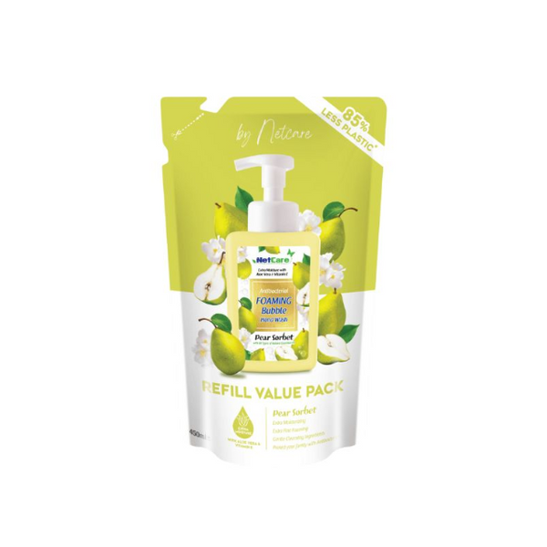 NETCARE ANTIBACTERIAL FOAMING BUBBLE HAND WASH REFILL PEAR SORBET 450ML